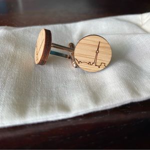 toronto skyline wooden cuff links